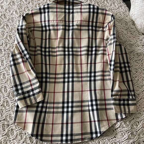 Burberry Other - Burberry Beige Plaid Button-Down Shirt with Black & Red Check